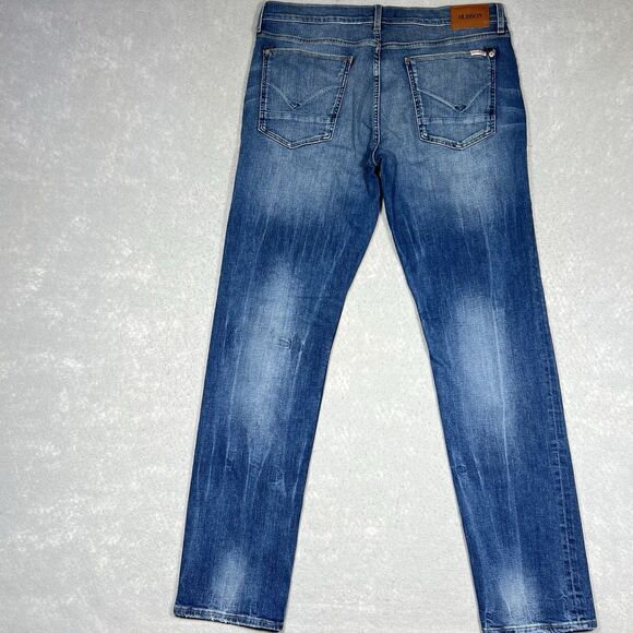 Hudson Jeans Slim Fit Straight Leg Men’s 36x34 Zipper Fly Distressed Blue Denim - Picture 8 of 12